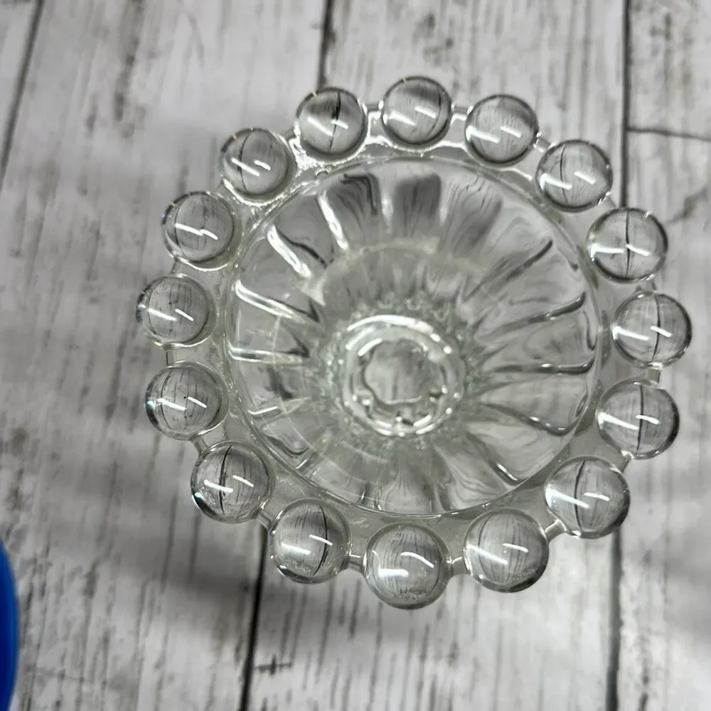Vintage 1960s Boopie Bubble Glass‎ Candlestick Holder Set